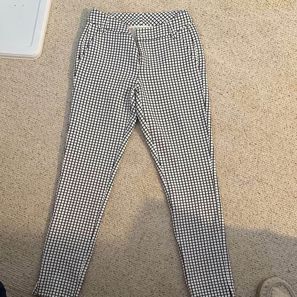 CAbi Black and White Plaid trousers
